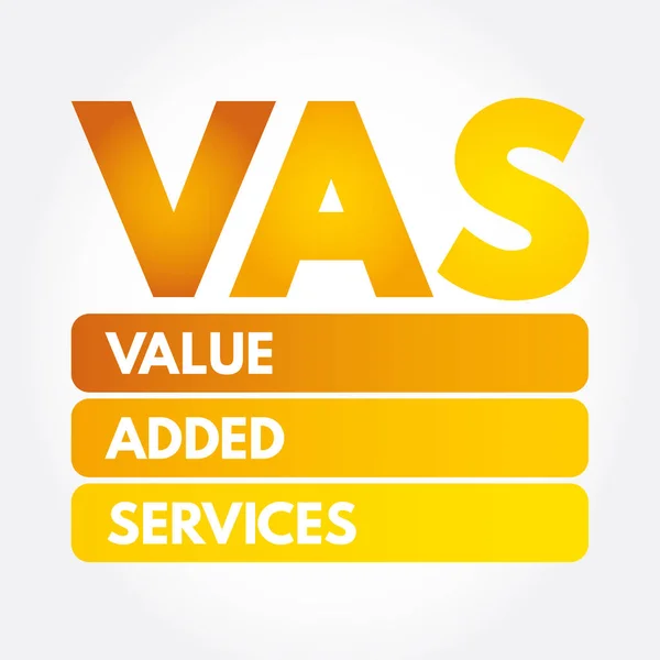 VAS - сокращение от Value Added Services — стоковый вектор