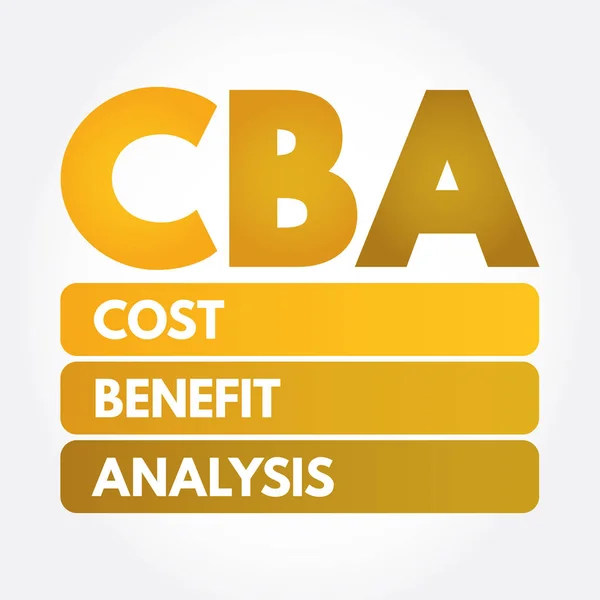 CBA - acrónimo de Análisis coste-beneficio — Archivo Imágenes Vectoriales