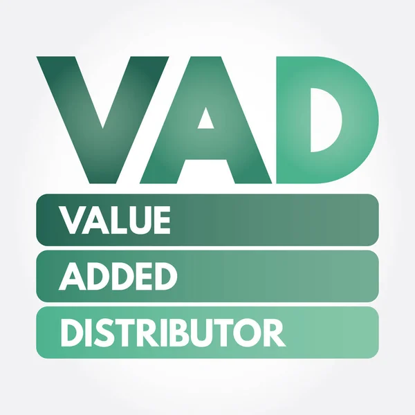 VAD - Acrónimo de distribuidor de valor añadido — Vector de stock