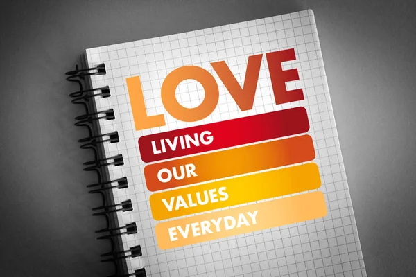 LOVE - Living Our Values Everyday acronym