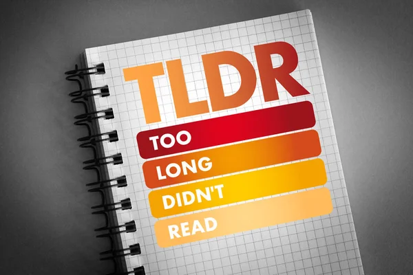 TLDR-příliš dlouho nečetl zkratku — Stock fotografie