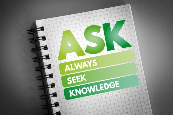 Ask - Always Seek Tudás mozaikszó — Stock Fotó
