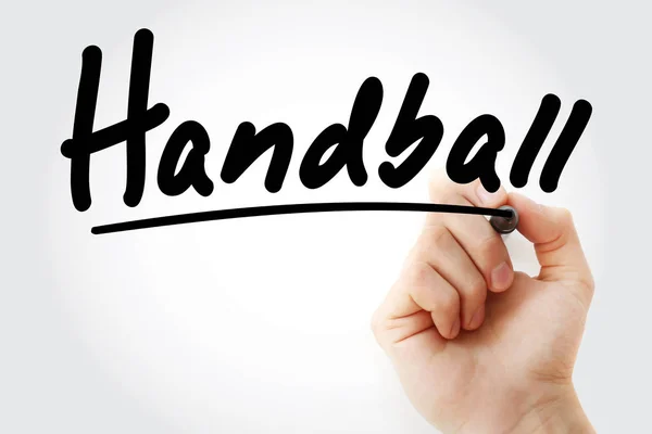 Hand schrijven handbal met marker — Stockfoto