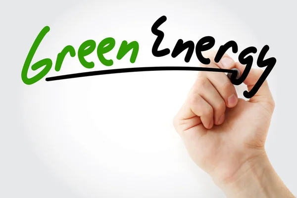手用记号笔写绿色能源 — 图库照片