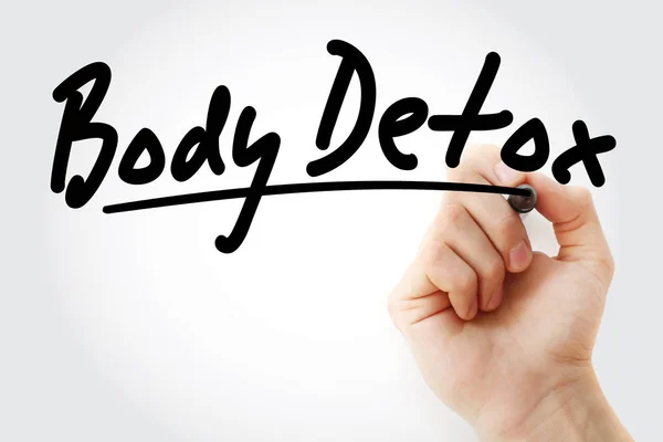 Hand writing Body detox with marker