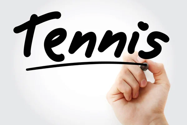 Hand schrijven Tennis met marker — Stockfoto