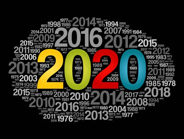 2020 Bonne année et années précédentes word cloud — Image vectorielle