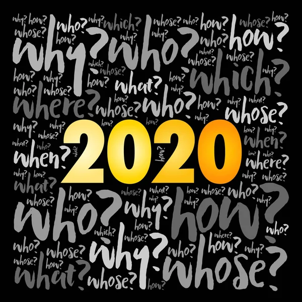 2020 año problema preguntas palabra nube — Vector de stock