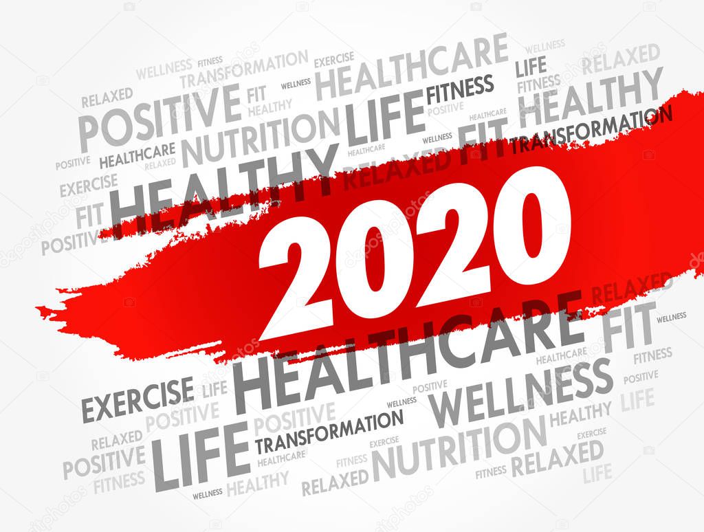 2020 health and sport goals word cloud