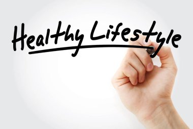 Sağlıklı yaşam tarzı marker ile yazma el