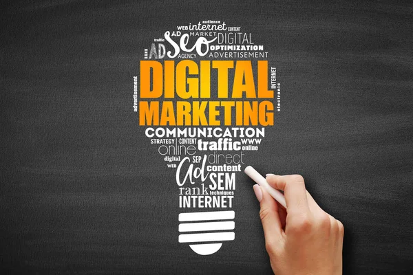 Digital Marketing ampoule mot nuage — Photo