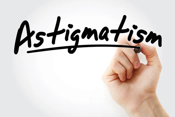 Ruční psaní astigmatismus se značkou — Stock fotografie