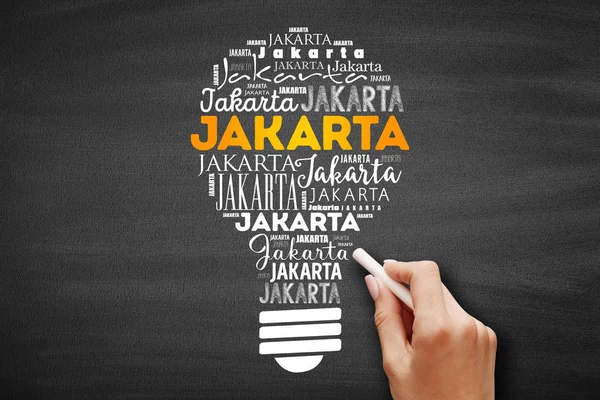 Jakarta light bulb word cloud — Stock fotografie