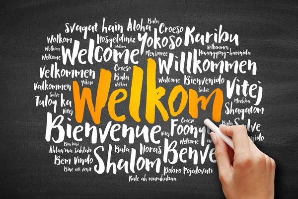 Welkom (Welkom in het Afrikaans) word cloud — Stockfoto