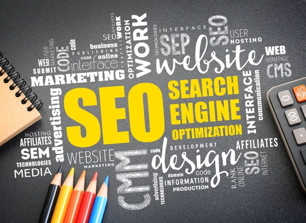 SEO (Search Engine Optimization) word cloud — Stock Photo, Image