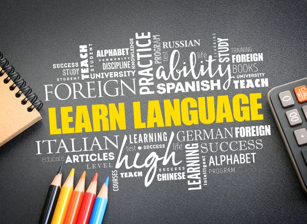 Learn Language word cloud, education concept