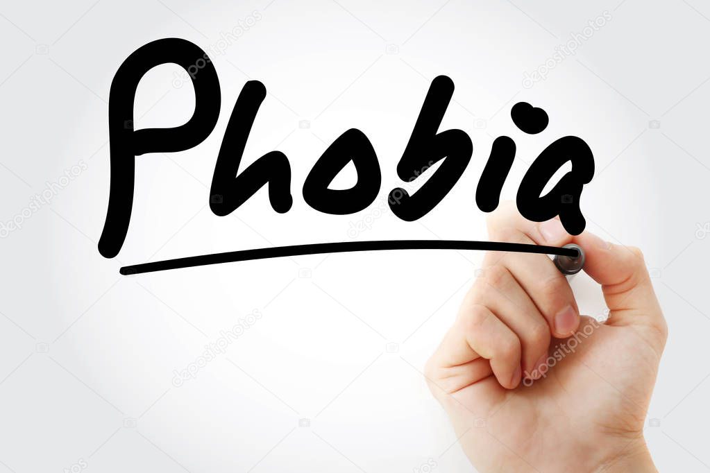 Hand writing Phobia with marker