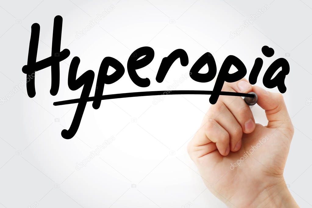 Hand writing Hyperopia with marker