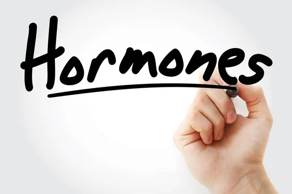 Ruční psaní hormony se značkou — Stock fotografie