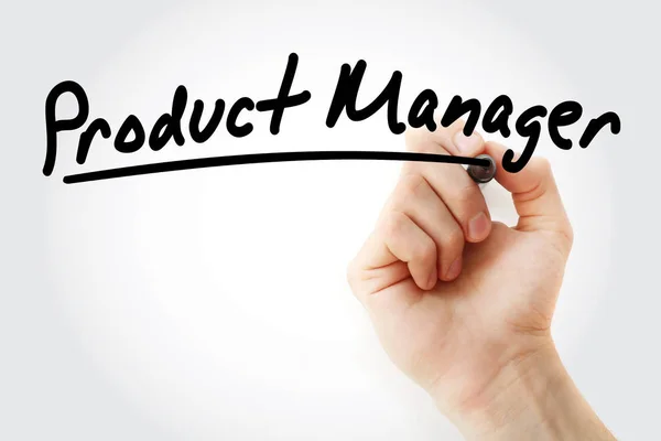 Hand writing product manager with marker — Stock Photo, Image