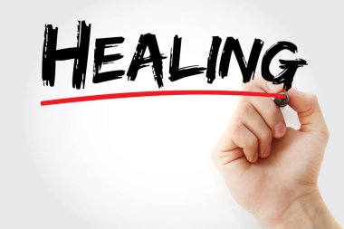 Healing text with marker clipart
