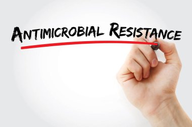 Antimicrobial Resistance text with marker clipart