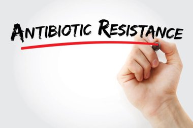 Antibiotic resistance text with marker clipart