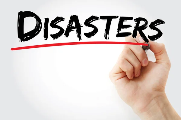 Disasters text with marker — Stock Photo, Image
