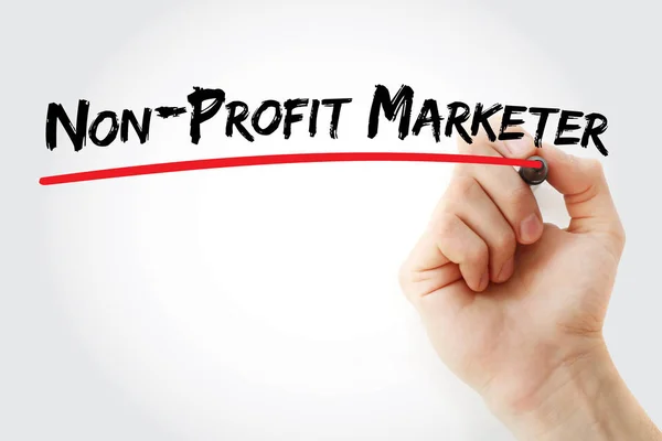Nonprofit Marketer szöveg markerrel — Stock Fotó