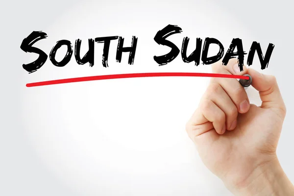 South Sudan text with marker — Stock Photo, Image