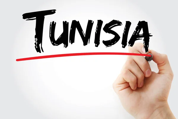 Tunísia texto com marcador — Fotografia de Stock