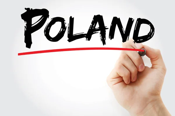 Polónia texto com marcador — Fotografia de Stock