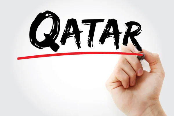 Qatar tekst met marker — Stockfoto