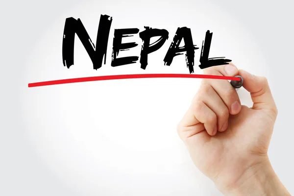 Nepal text med markör — Stockfoto