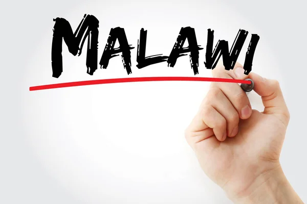 Malawi texte avec marqueur — Photo