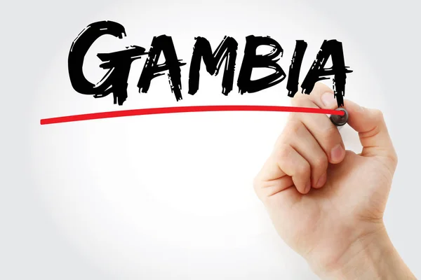 Gambia text med markör — Stockfoto