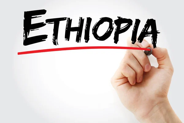 Ethiopia text with marker — Stock Photo, Image