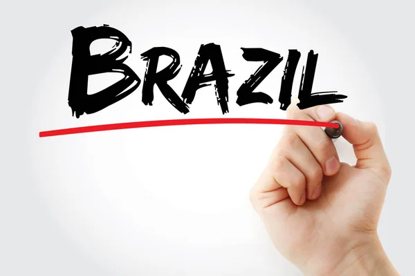 Бразилия текст с маркером — стоковое фото