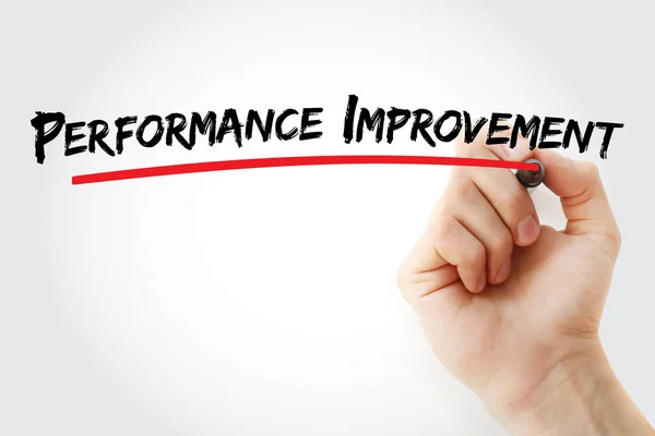 Texto de melhoria de desempenho com marcador — Fotografia de Stock