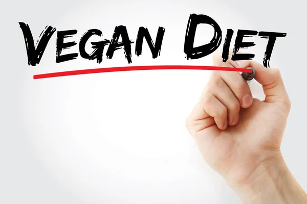 Vegan Dieet tekst met marker — Stockfoto