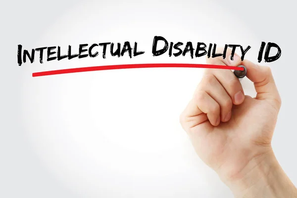 Texto de identificación de discapacidad intelectual con marcador — Foto de Stock