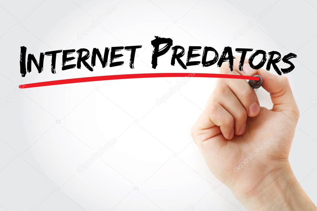 Internet predators text with marker