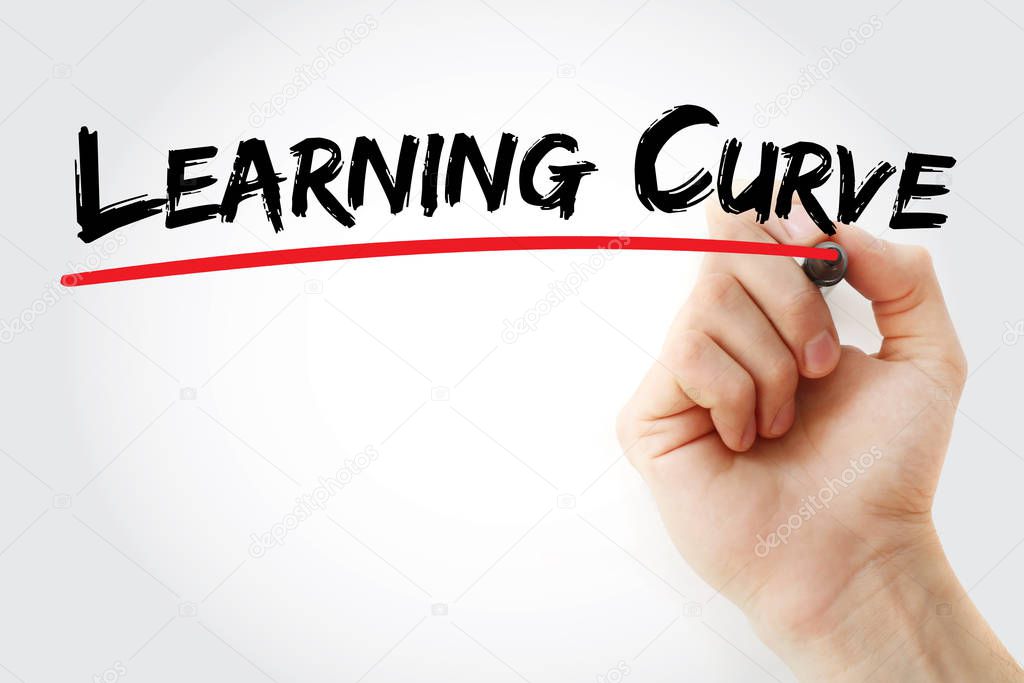 Learning curve text with marker