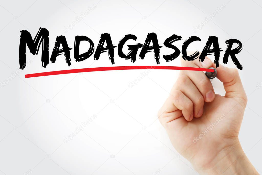 Madagascar text with marker