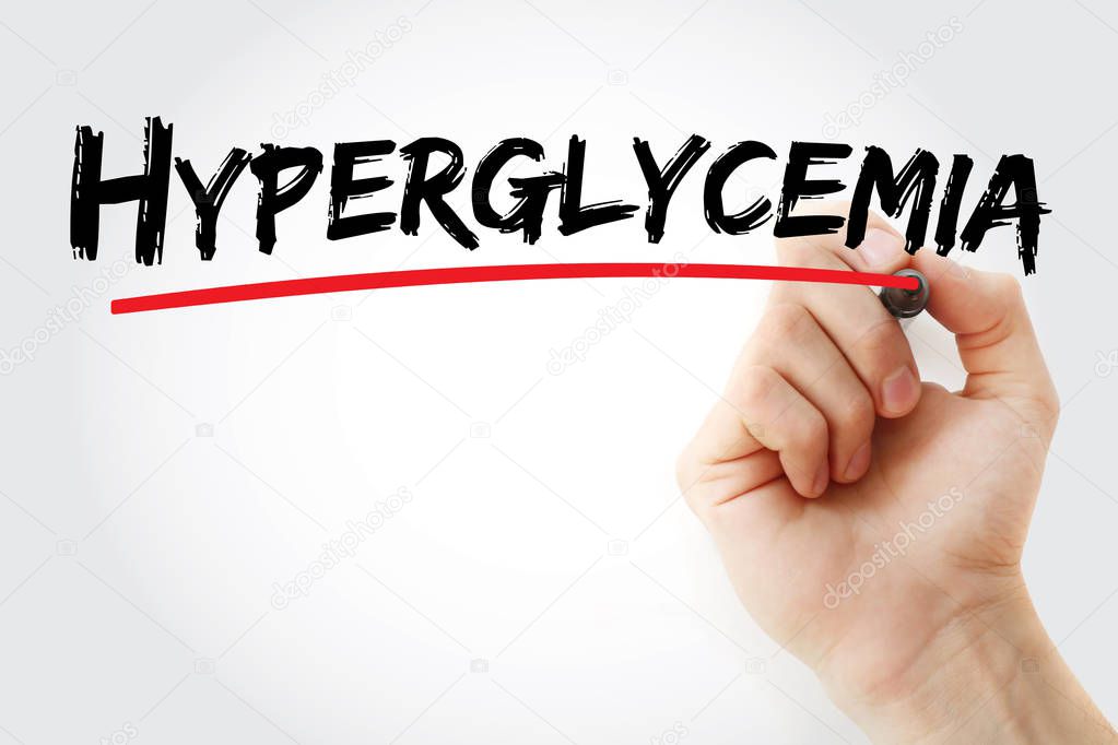 Hyperglycemia text with marker