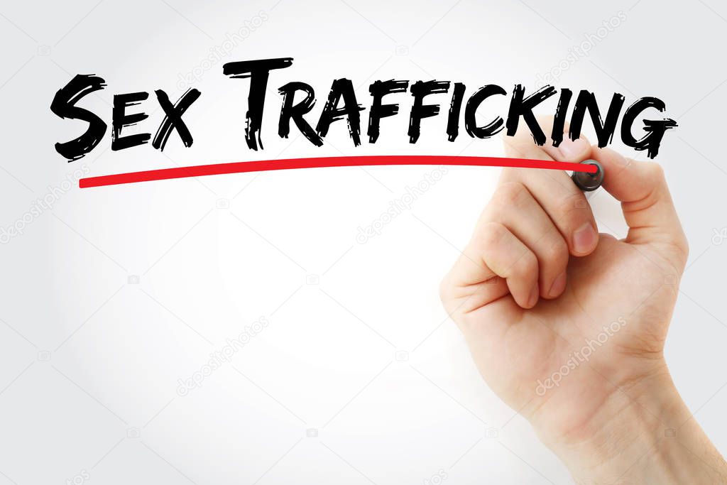 Sex Trafficking text with marker