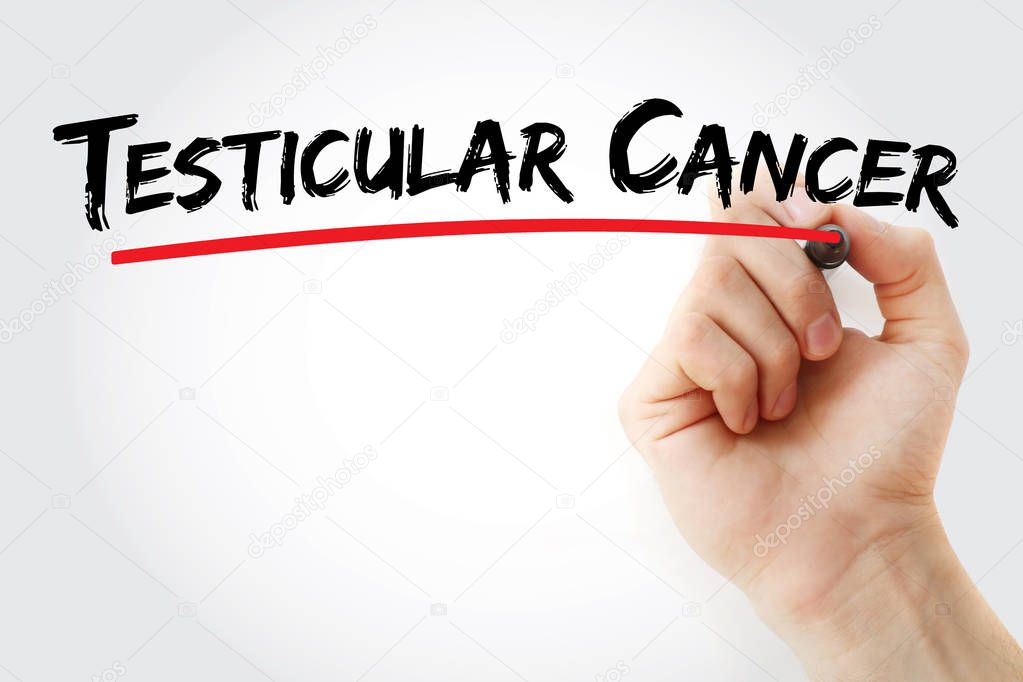 Testicular Cancer text with marker