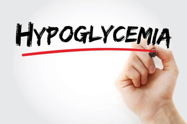 hypoglycemia text with marker clipart