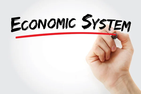 Economic system text with marker — 스톡 사진