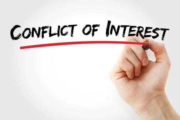 Conflict of interest text with marker — Stock Photo, Image